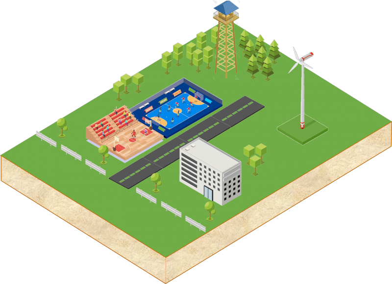 Fig. 3. Isometric Schema of the integration context: Sport Park.